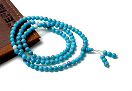 Free Shipping -  Tibetan natural Turquoise meditation yoga 108 Prayer Beads Mala - £19.41 GBP