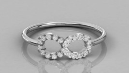 0.10CT Diamante Natural Infinito Compromiso Anillo 14K Oro Blanco Chapado Mujer - £115.03 GBP