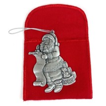 Vintage Avon 1996 Holiday Pewter Ornament &quot;Santa&quot; With Velvet Pouch IOB - $12.60