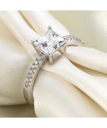 1 Carat Princess Cut 6 mm Created Diamond Engagement Ring 14k White Gold... - £56.00 GBP