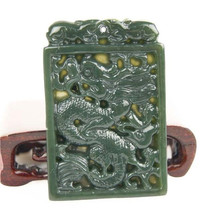 Free Shipping - Genuine AAA Natural  Green Jade carved Dragon charm Pend - £39.40 GBP