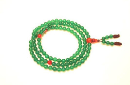 Free Shipping - Tibetan Buddhist natural green Agate / Carnelian 108 beaded medi - £22.43 GBP