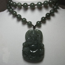 Free shipping - NATURAL Green jade carved  &#39;&#39;Guan Yu&#39;&#39; charm pendant - £23.69 GBP