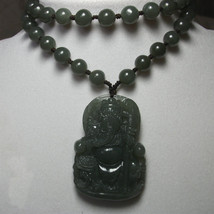 Free shipping - NATURAL Green jade carved  &#39;&#39;Guan Yu&#39;&#39; charm pendant - £22.41 GBP