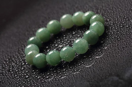  Natural  Grade AAA Natural dark Green  Jade Round charm beaded bracelet - £31.59 GBP