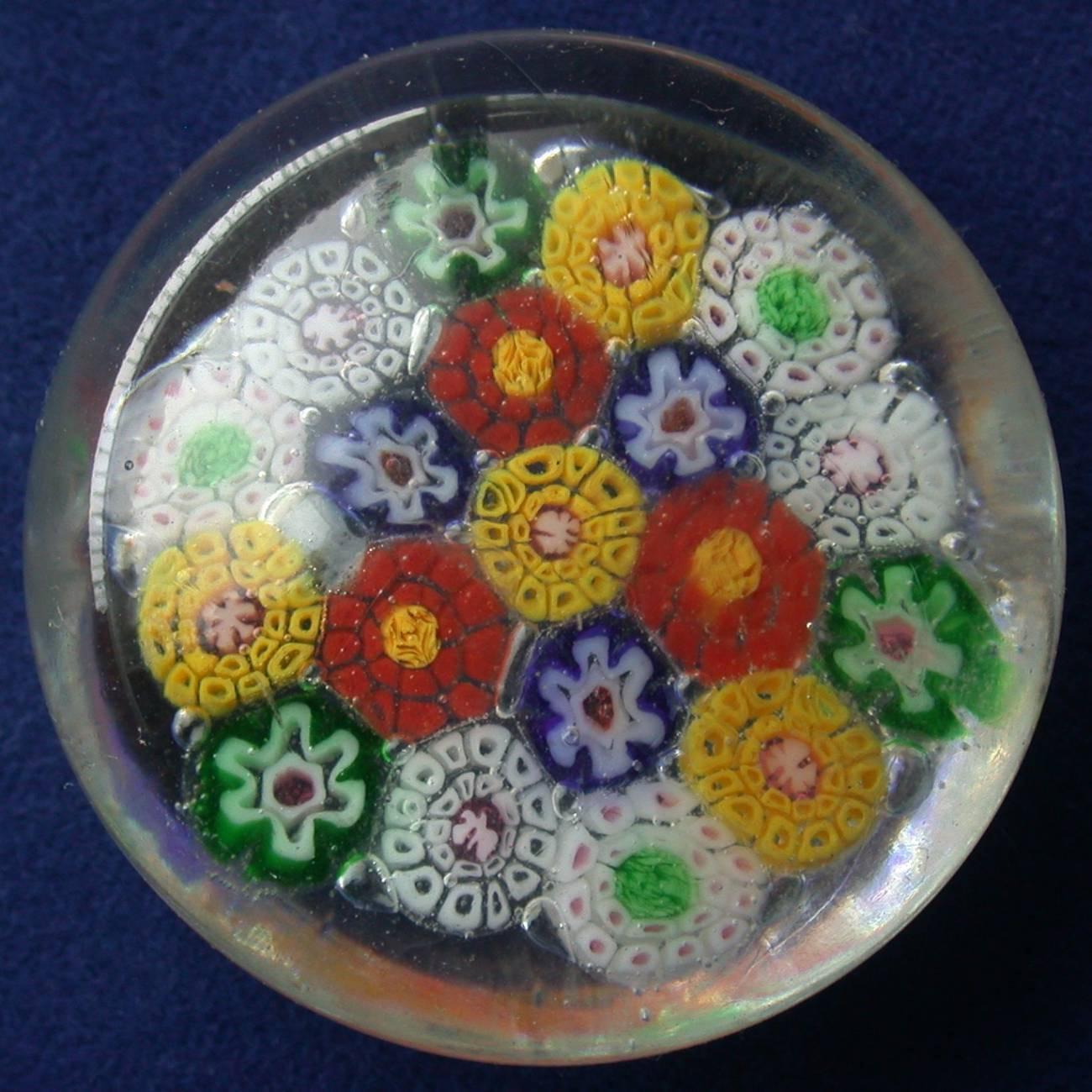 Vintage 2" diameter China Chinese Concentric Millefiori Paperweight  - $18.00