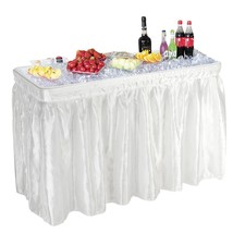 4 FT Folding Ice Bin Table Outdoor Ice Cooler Table w/Matching Skirt Par... - $169.99