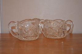 Vintage Elegant Lead Crystal Creamer &amp; Open Sugar Bowl ~ Pinwheel Design  - £19.98 GBP