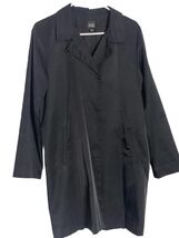 Eileen Fisher Black Cotton Nylon Midlength Lightweight Jacket Coat - Medium - $33.99