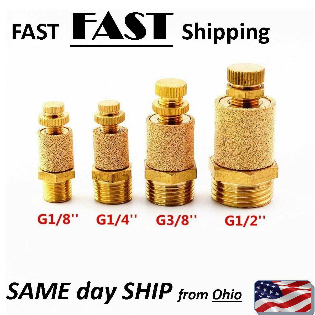 Joyway 5-Pack 1/4NPT Brass Air Mufflers - Pneumatic Exhaust Silencers For Air Tools & Cylinders