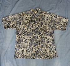 Tori Richard Blue PALM Leaves Reef 100% Cotton Lawn Hawaiian Shirt Mens ... - $13.86