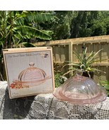Vtg Indiana Pink Glass Covered Butter Dish or Cheese Plate w/box Made in America - $29.40