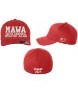 Make America Wealthy Again MAWA Embroidered Flex Fit Red Hat MAGA Trump Hat - £22.50 GBP