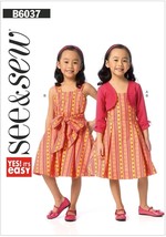 Butterick See and Sew Sewing Pattern 6037 Girls Shrug Dress Size 3-8 - £10.09 GBP