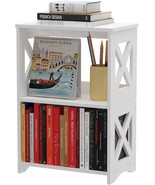Side Table, Narrow End Table With Storage Shelf, Minimalist Bedside, White. - £30.80 GBP