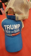 Trump 2024 The Sequel Blue Mesh Trucker Style Hat Cap (Premium Cotton) - £18.57 GBP