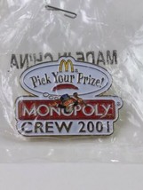 McDonald&#39;s Monopoly Pick Your Prize Crew 2001 Collectible Lapel Pin  - £7.49 GBP