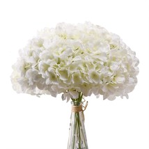 White Hydrangea Silk Flowers Heads Pack Of 10 Ivory White Full Hydrangea Flowers - £23.97 GBP