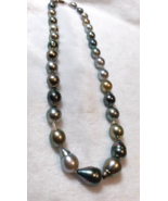 Handmade Multi-Color Black Tahitian Sea Drop-Shape Pearl Necklace X&#39;mas ... - $1,290.00