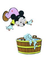 Vintage Disney Mickey Mouse Die-Cut Cardboard Baby Wall Decoration Washt... - $11.87