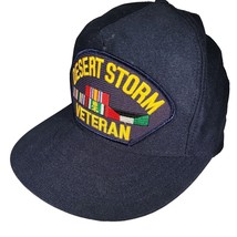 VINTAGE Desert Storm Veteran Eagle Crest Headwear SnapBack Military Hat - £6.74 GBP