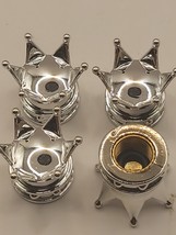 Set of  4 Chrome Crown Tire Valve Stem Caps For Car, Standard Fitting #17 - $6.75
