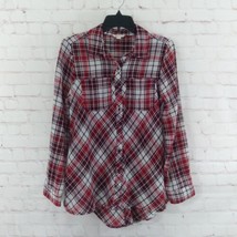Cato Shirt Womens Medium Red Plaid Long Sleeve Fitted Collared Button Up Casual - £15.63 GBP