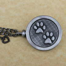 Pewter Keepsake Pet Memory Charm Cremation Urn with Chain - Cat Paws - £79.92 GBP