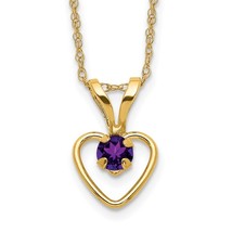 Children&#39;s February Amethyst Birthstone Heart Necklace - $140.99