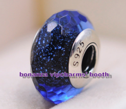 Handmade Moments Blue Fascinating Iridescence Faceted Murano Glass Charm - $121.54 MXN