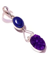 Afghan Lapis Lazuli, Purple Druzy Gemstone 925 Silver Overlay Handmade P... - £8.61 GBP