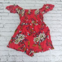 Lily Rose Romper Womens Medium Red Floral Off The Shoulder Flowy Playsuit Flaw - £12.60 GBP