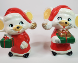 Ceramic Christmas Mice Set Of 2 Handmade Painted or RB from Japan Vintag... - $16.78