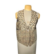 Vtg Carol Antone Collection Womens Medium Vest Animal Print Y2K Glam Max... - $21.17