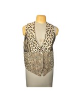 Vtg Carol Antone Collection Womens Medium Vest Animal Print Y2K Glam Max... - $29.01 CAD