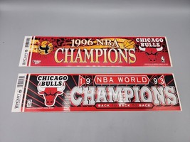 Chicago Bulls Lot of 2 Vintage 1990&#39;s Championship Bumper Stickers 93 &amp; 96 - $13.83