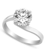 14k White Gold 1ct Round Diamonette CZ Bypass Engagement Ring for Women ... - $219.00