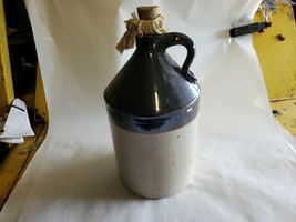  Vintage Unmarked Brown &amp; Cream Colored Stoneware Jug     - $46.74