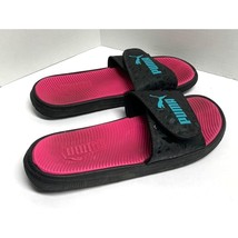 Puma Womens Size 10 Black slide sandal Pink sole Slip On Shoes Sport - $17.82