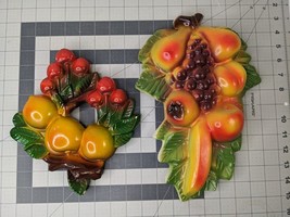 Chalkware Wall Hanging Fruit Lot of 2 13 Inch - $26.95