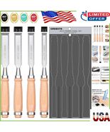 Professional 9.5in Wood Chisel Set - 4 Chrome Vanadium Bevel-Edge Tools - $455.80 MXN