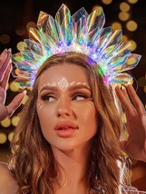 Light Up Headband LED Crown Hair Hoop Glowing Nightclub Headpiece Luminous Hair  - £28.20 GBP