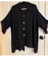 Oh My Gauze Tunic Top Wms Black Flowy Asymmetrical Hem Boho Comfy - $619.45 MXN