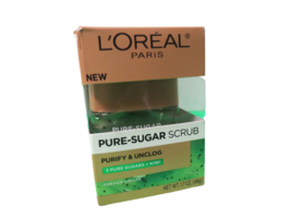 L&#39;Oreal Paris Pure Sugar Scrub Purify &amp; Unclog For Face &amp; LipsW/ Kiwi 1.7 Oz New - £7.84 GBP