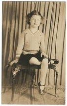 Cute Girl in Chair - RPPC Real Photo Postcard Named on Back 1931 AZO - £7.41 GBP