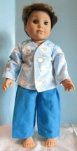handmade 18&quot; american girl/boy  logan pajama doll clothes blue elephants - £15.77 GBP