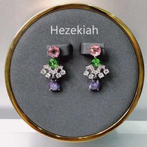 Hezekiah  Luxurious High-end LADIES EARRINGS Purple Pink Earrings Celebrity temp - £20.27 GBP