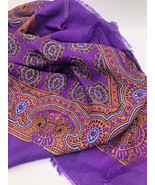 Scarf Purple Made in Italy Wrap 30&quot; x 30&quot; Vintage Paisley Burnt Orange - $528.96 MXN