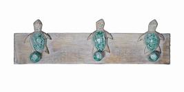 Hand Carved TURTLE towels beach Hanger Holder Surfboard Wooden Wall Hanging Art  - $24.69