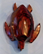 Carved Dark Wood Sea Turtle Figurine 3.5&quot; Swimming Smooth Shiny - £10.46 GBP